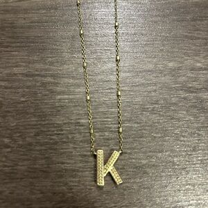 Kendra Scott Letter K Pendant Necklace in Gold + Dust Bag
